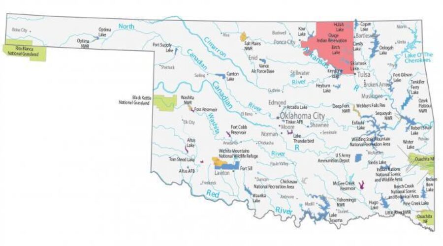 Map Of Oklahoma Lakes And Rivers
