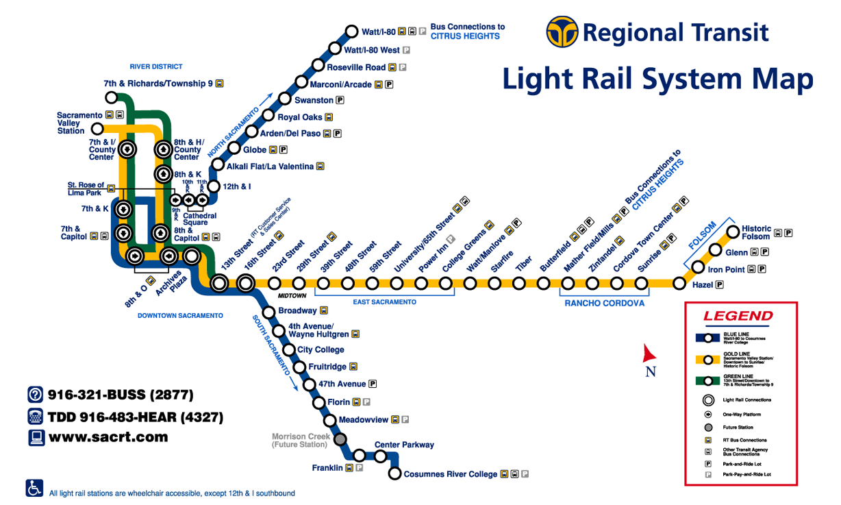Sacramento Light Rail System Map