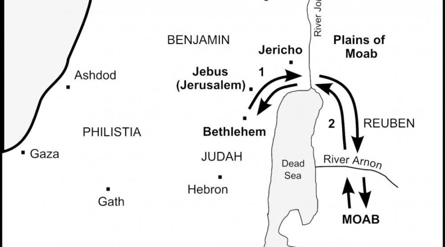 Map Of Ruth’s Journey From Moab To Bethlehem