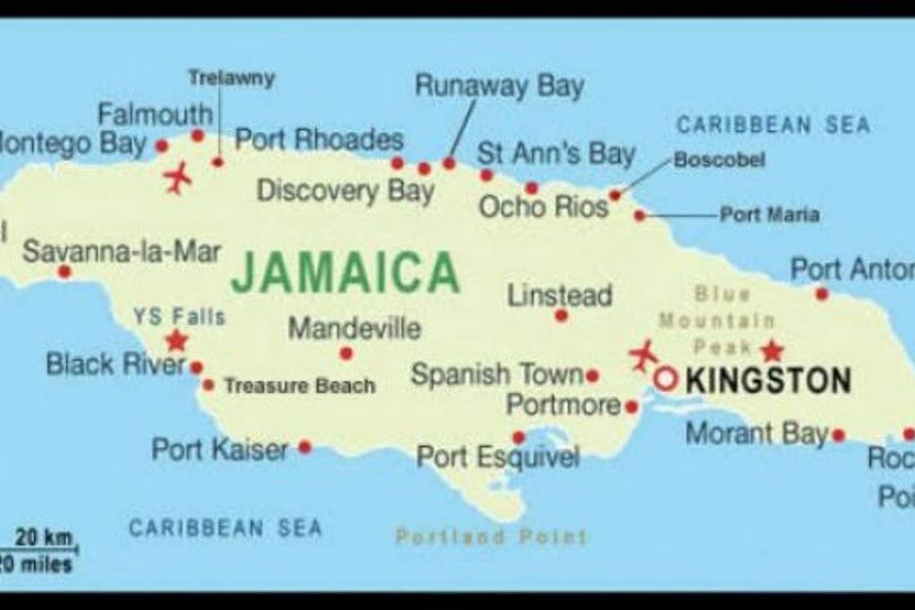 Printable Map of Runaway Bay Jamaica