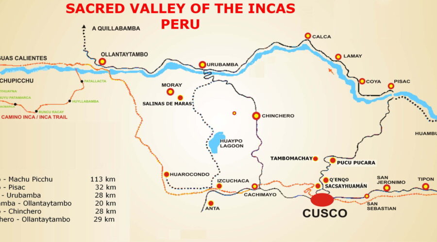 Map Of Sacred Valley Cusco Peru