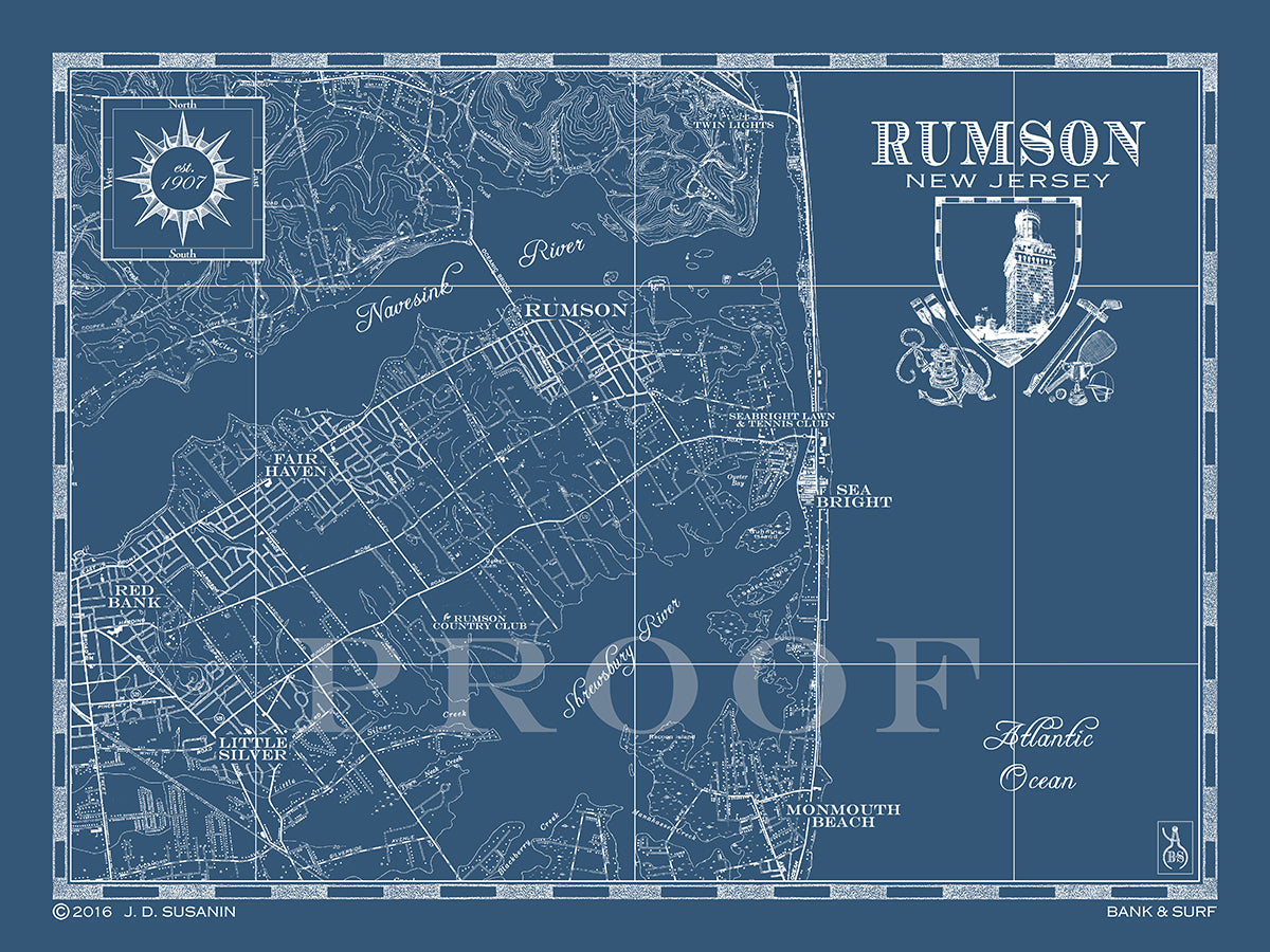 Horizontal Map of Rumson, NJ