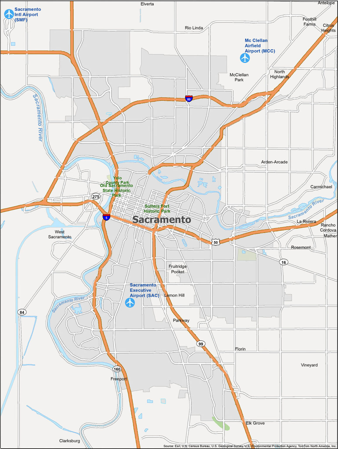 Map of Sacramento, California - GIS Geography