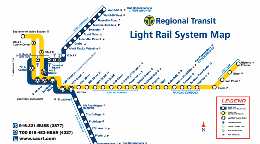 Map Of Sacramento Light Rail