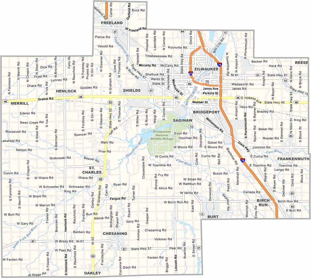 Saginaw County Map