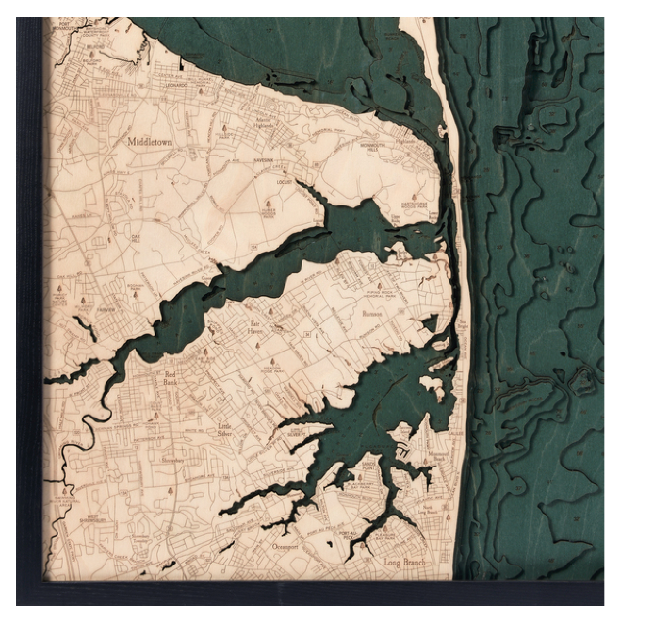 Nautical Wood Map of Rumson, New Jersey