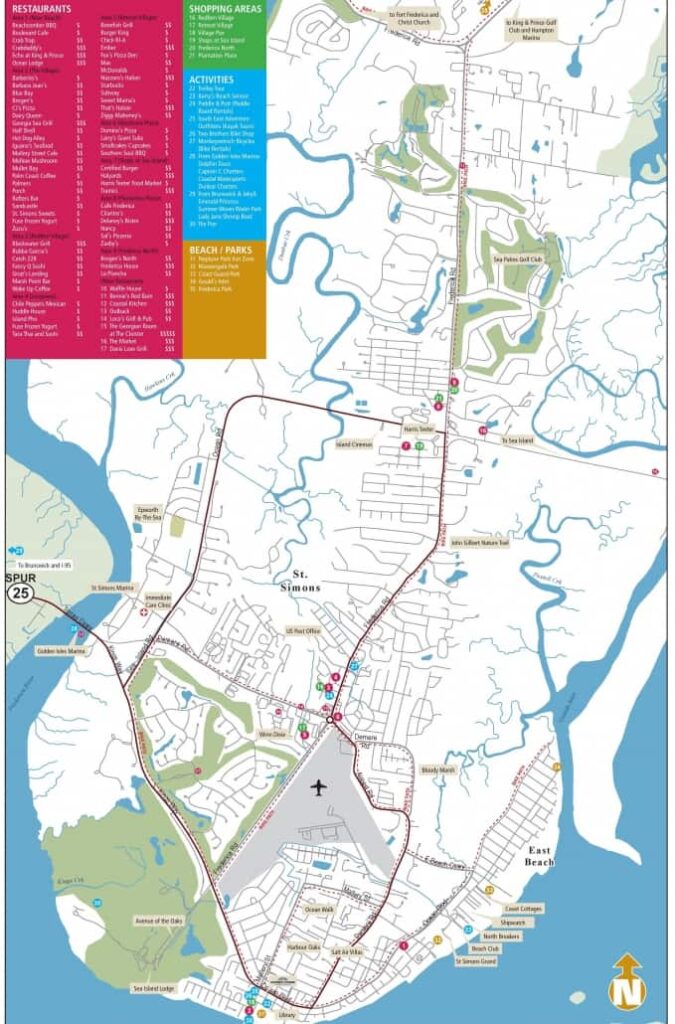 Saint Simons Island Map GA