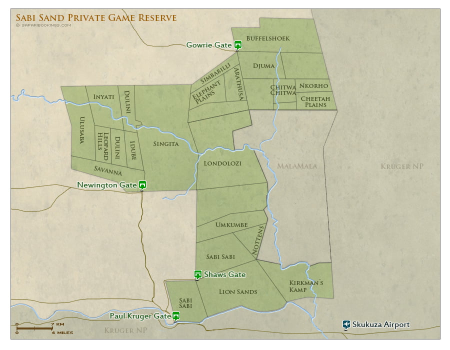 Sabi Sands Map – Detailed map of Sabi Sand Private Game Reserve