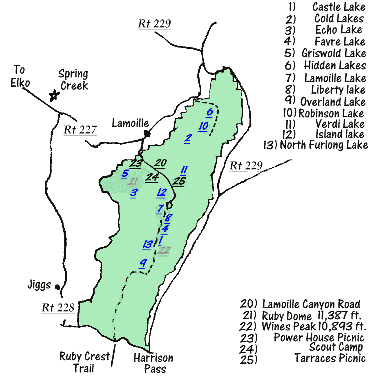 Overview Map of Ruby Mountains