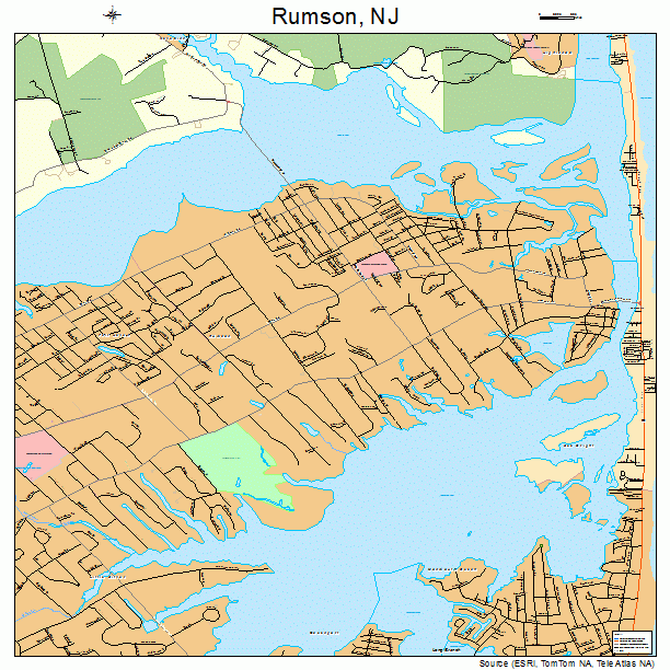 Street Map of Rumson, New Jersey