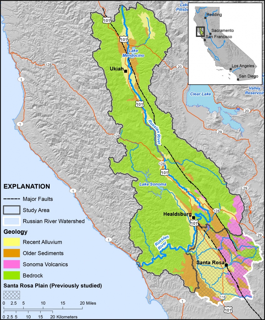 Hydrology map of the Russian River