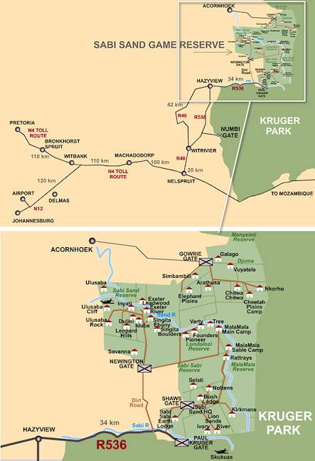 Sabi Sands Map - Sabi Sands Private Game Reserve Map