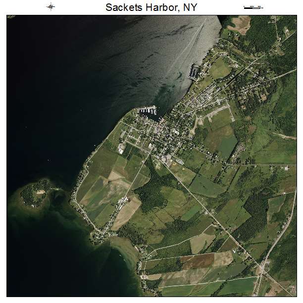 Aerial Photography Map of Sackets Harbor, NY