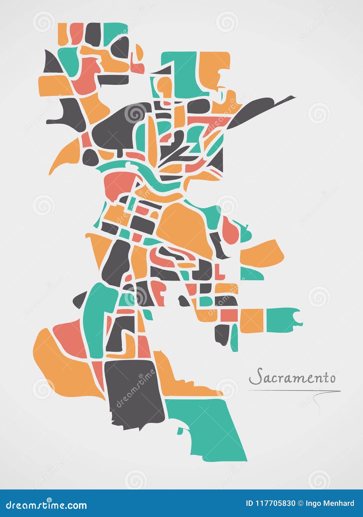 Sacramento California Map with Neighborhoods