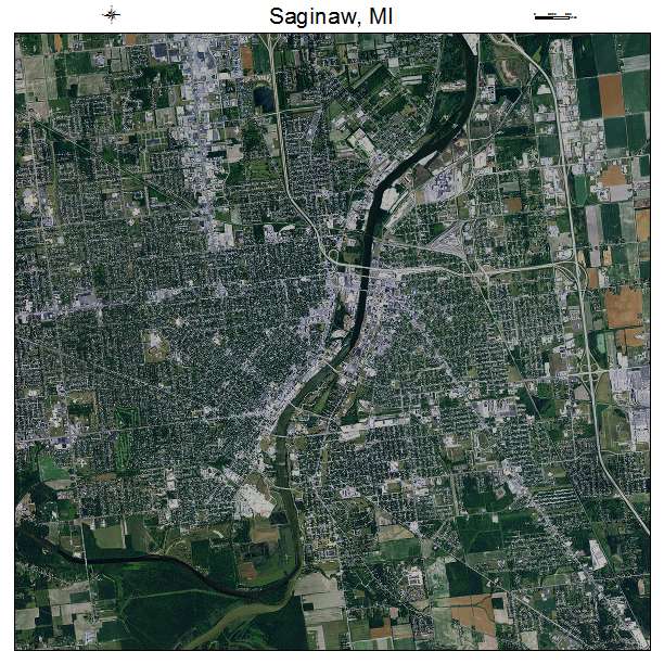 Aerial Photography Map of Saginaw, MI Michigan