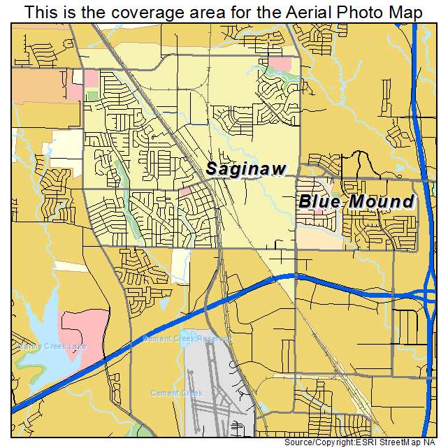 Aerial Photography Map of Saginaw, TX Texas