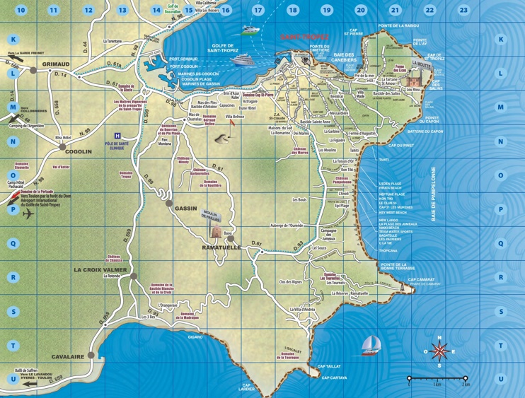 Saint-Tropez area map - Ontheworldmap.com