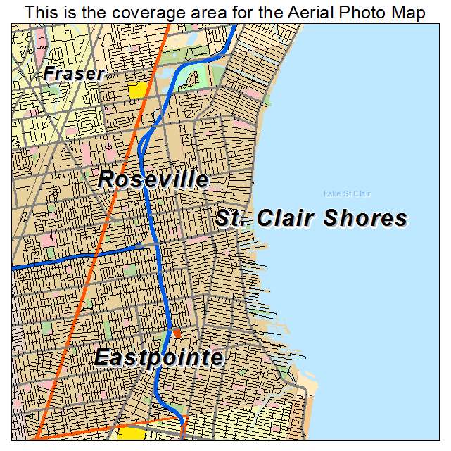Aerial Photography Map of St Clair Shores, MI Michigan
